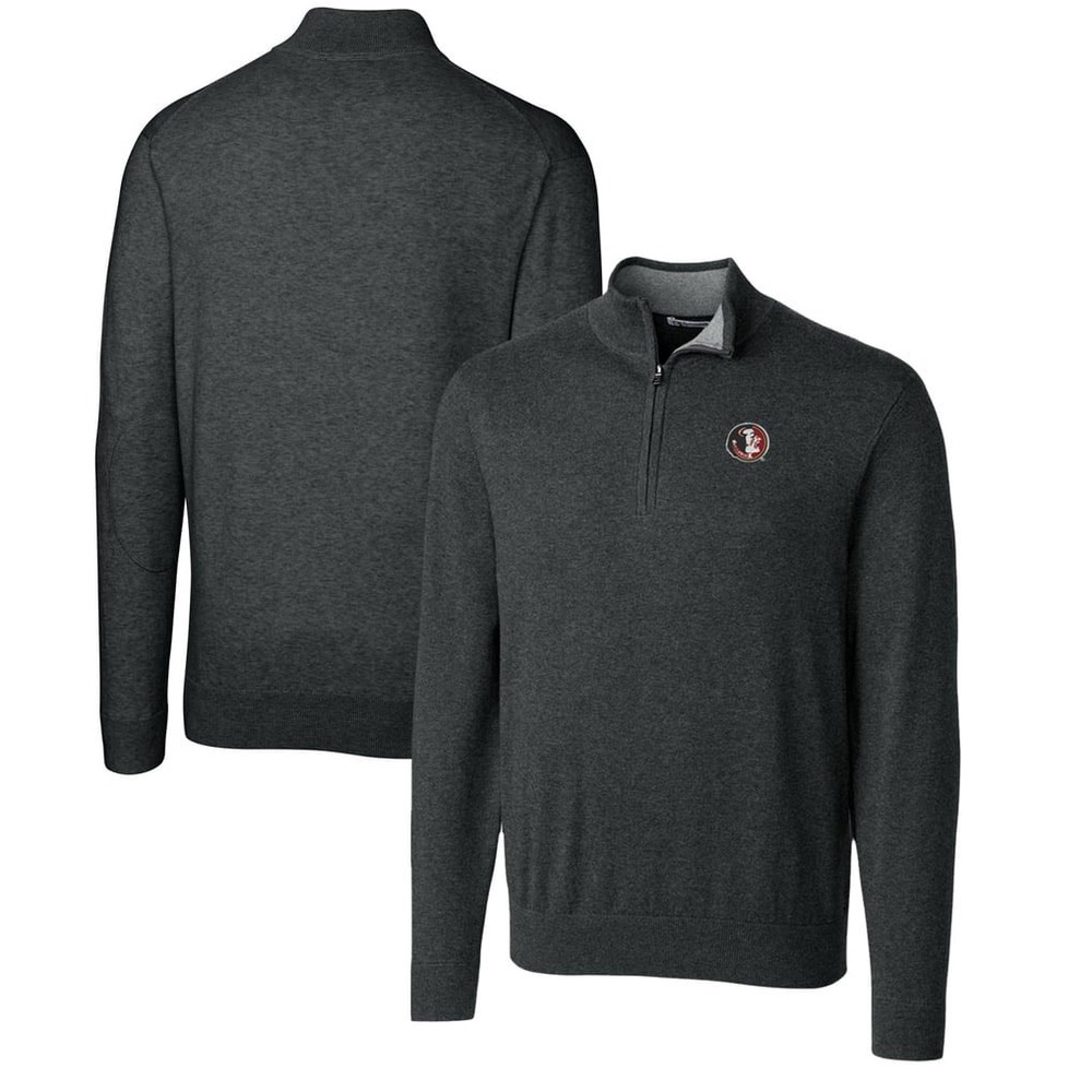 Cutter & Buck FSU Seminoles Lakemont Quarter Zip Charcoal L NWT Preppy Football